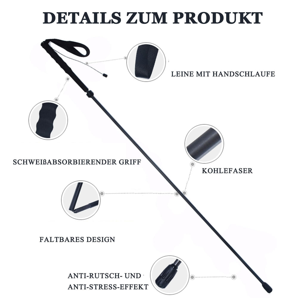 Carbon Fiber Trekking Poles extended to 110 cm for tall hikers