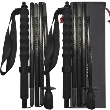 Carbon fiber trekking poles folded compact for easy storage and transport