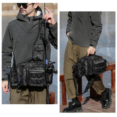 Carfond fishing sling tackle bag camouflage black side view for easy access