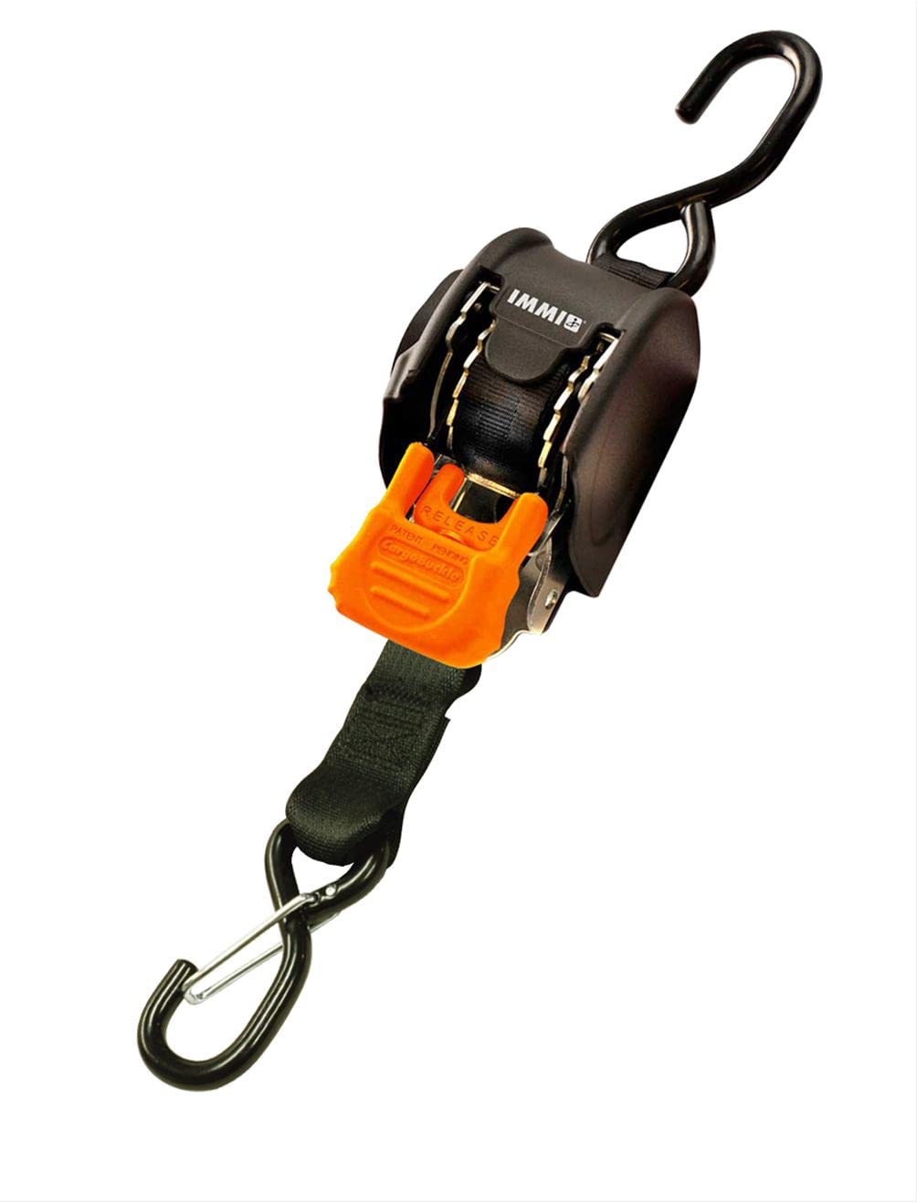 CargoBuckle Mini G3 retractable tie-down with dual S-Hooks for secure trailer cargo