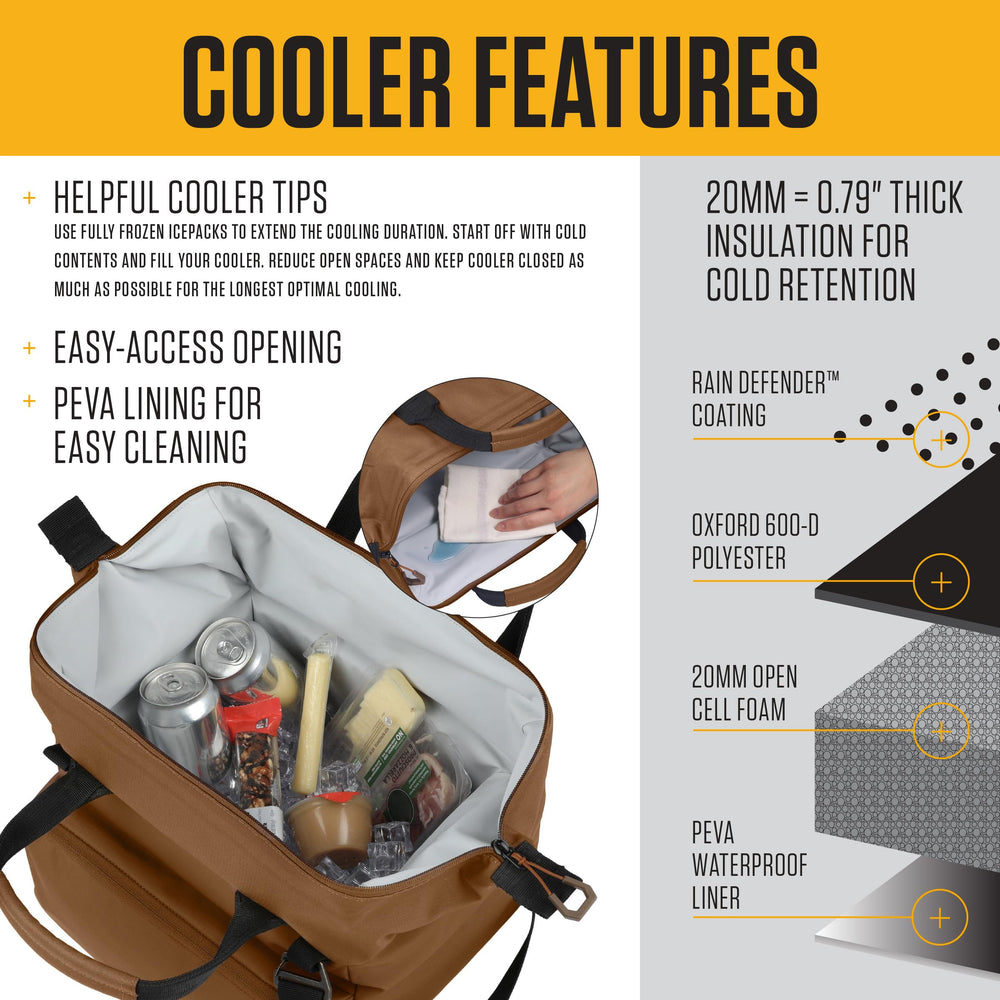 Carhartt Bluestone cooler wide opening for easy access.