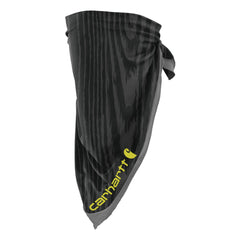 Carhartt Force bandana woodgrain print worn on face for sun protection.