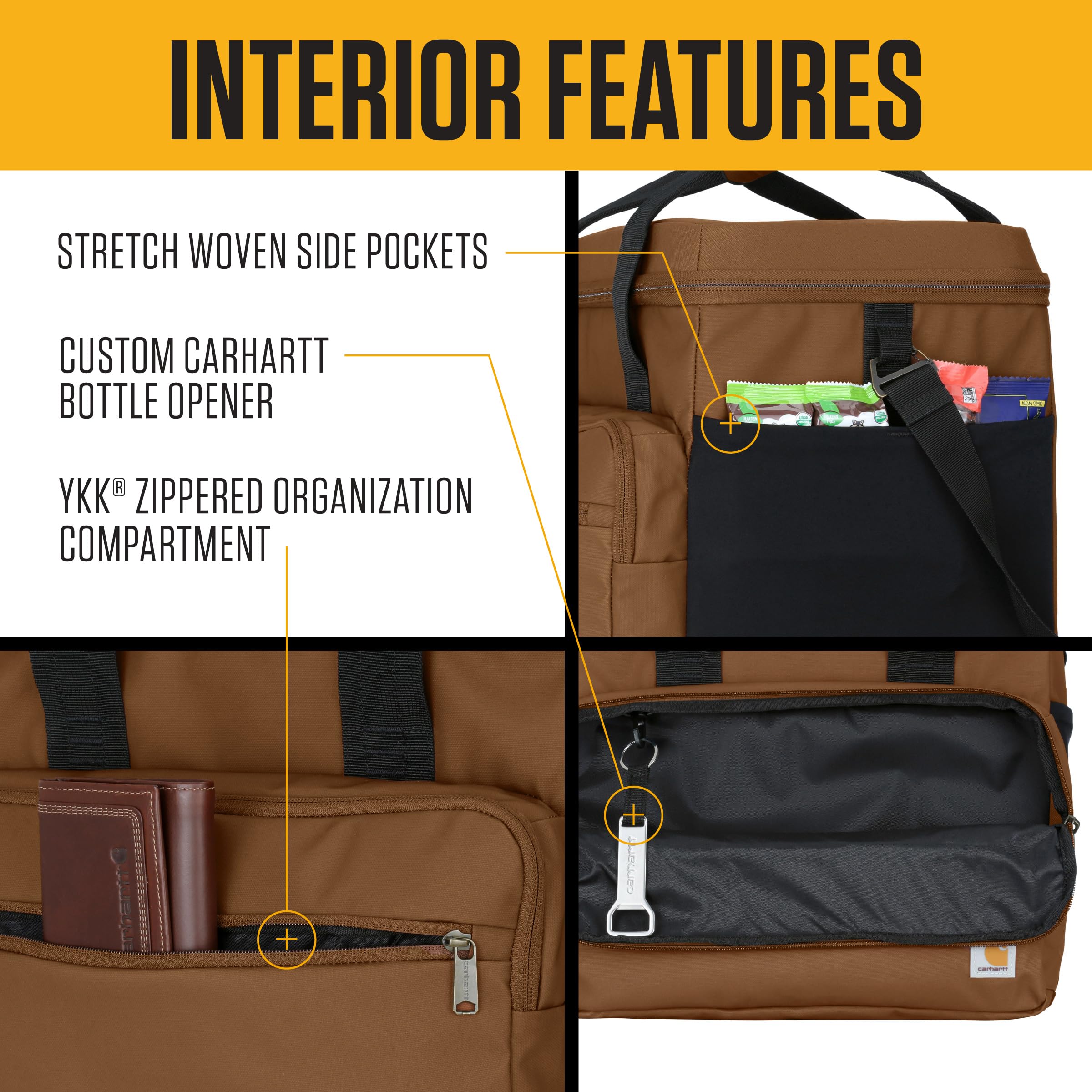 Carhartt cooler front zip pocket for small item storage