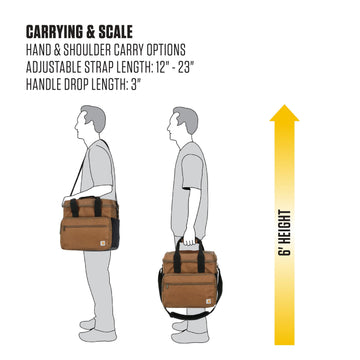Carhartt front zip pocket stores utensils and small items for easy reach.