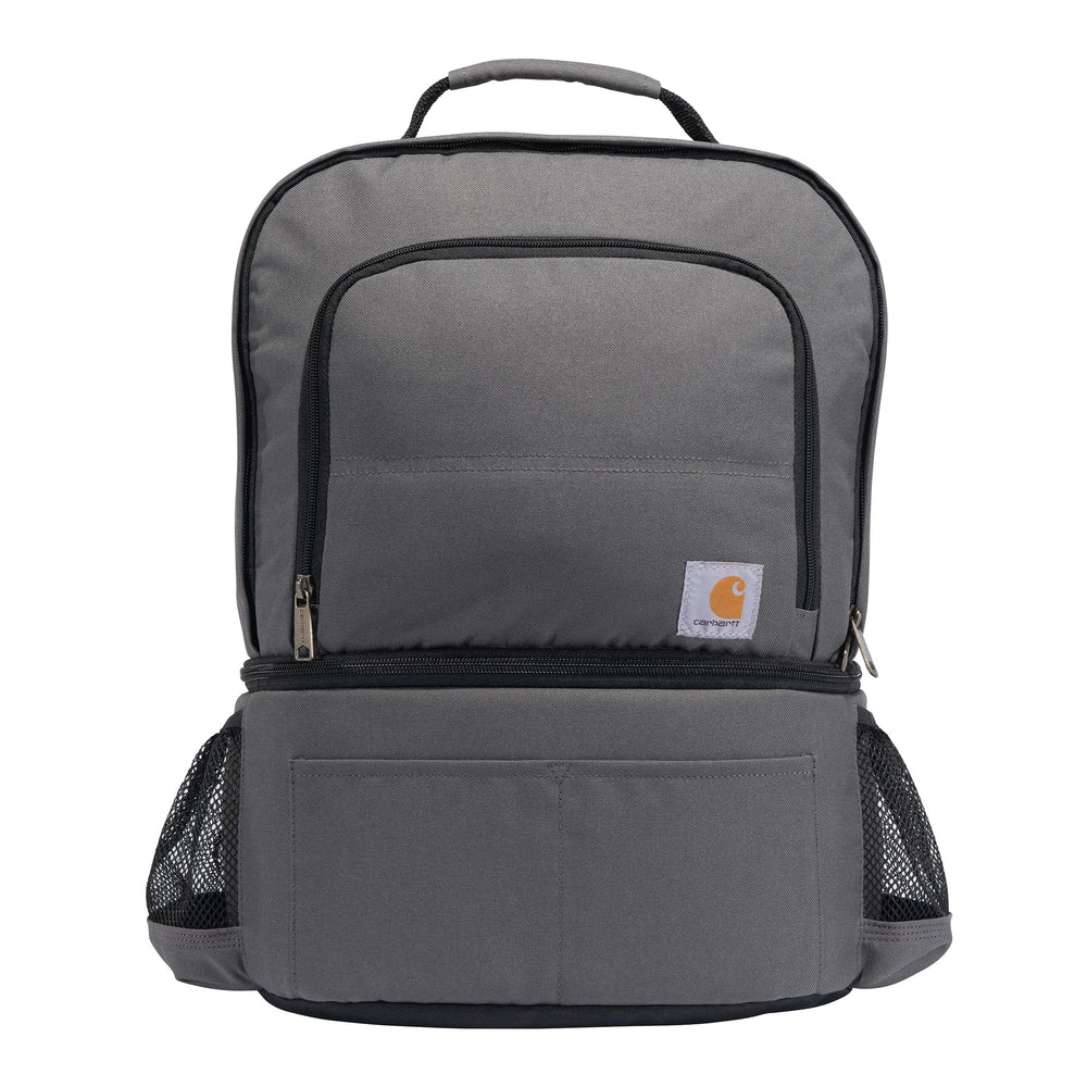 Carhartt Insulated 24-Can Cooler Backpack base keeps drinks cold during outdoor trips.