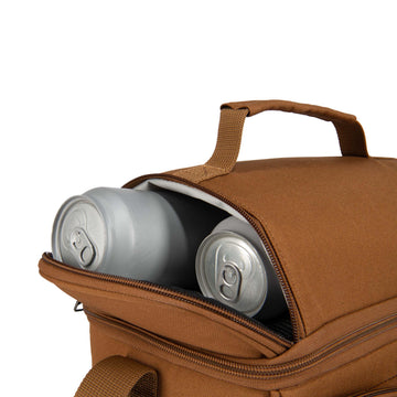Carhartt lunch box portable handle design enables easy carrying on-site.