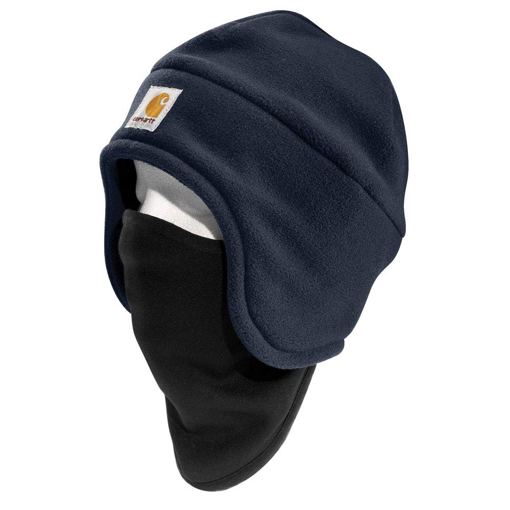 Carhartt fleece 2-in-1 hat with mask in navy offers versatile warmth.