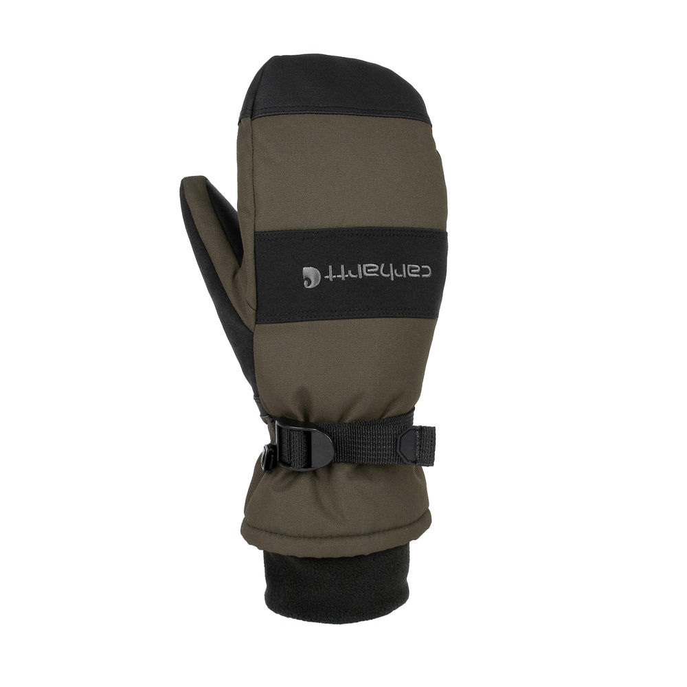 Carhartt men's waterproof insulated mitten, front view, rugged cold-weather protection.