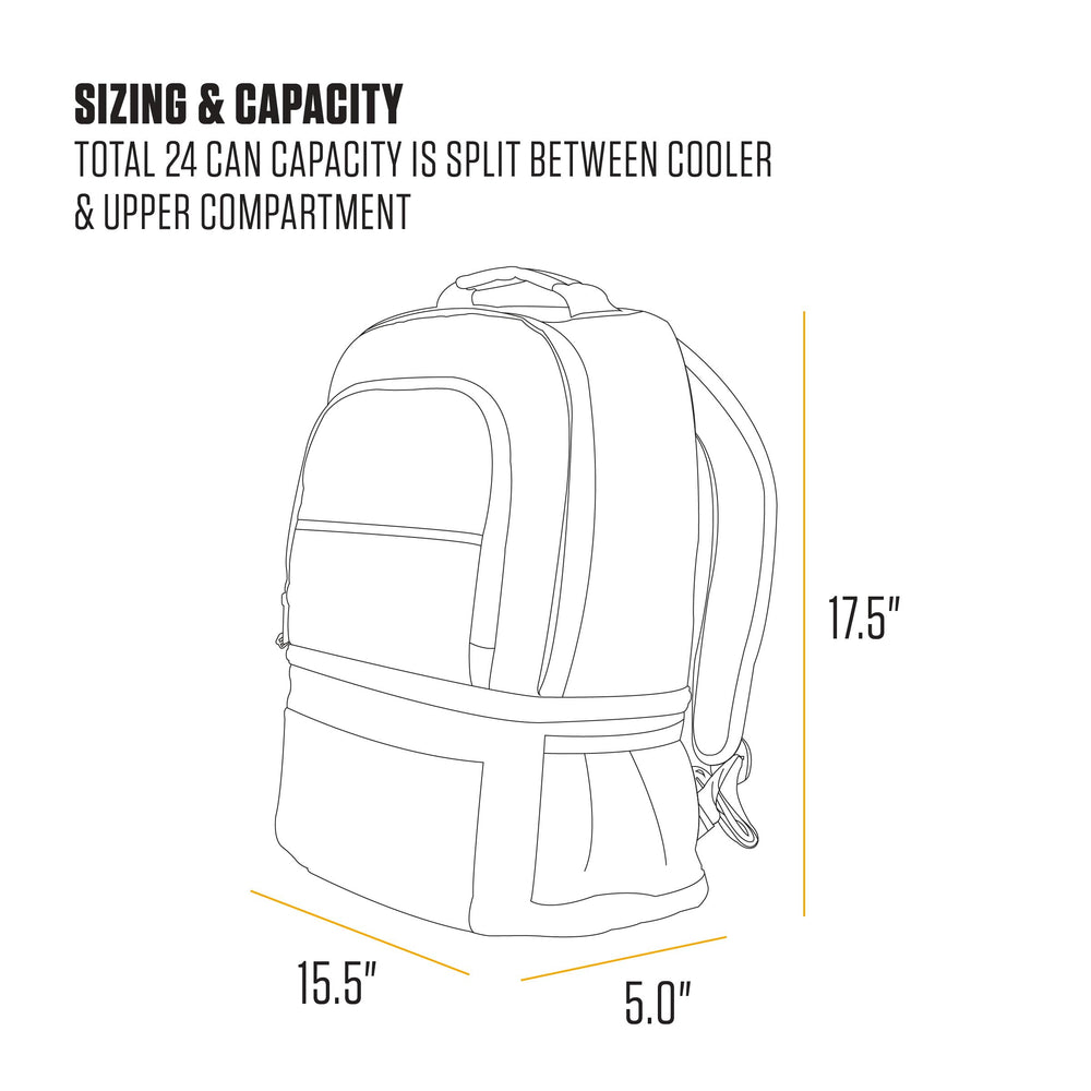 Carhartt mesh side pockets hold water bottles for quick access.