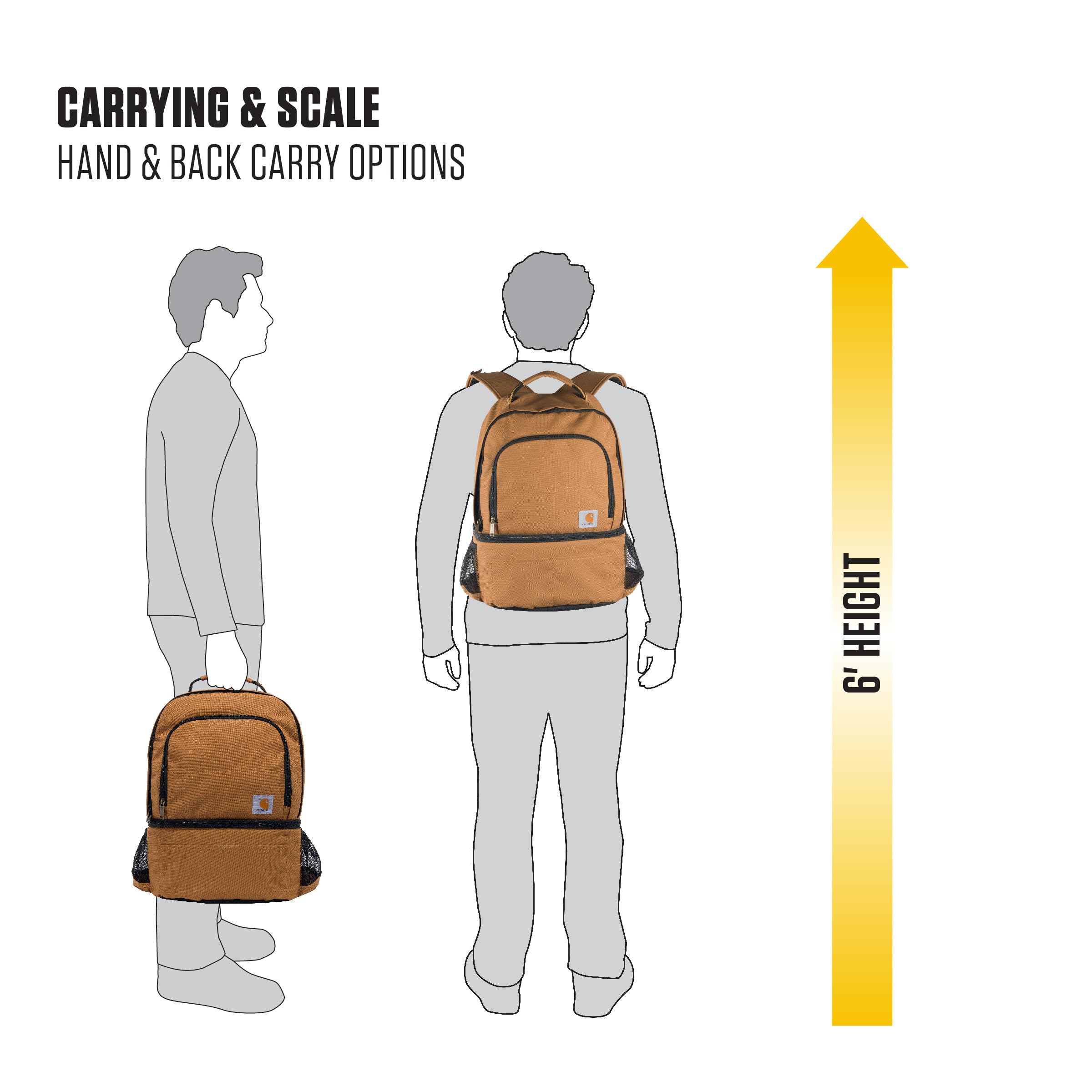 Carhartt padded shoulder straps and chest buckle deliver comfortable all-day wear.