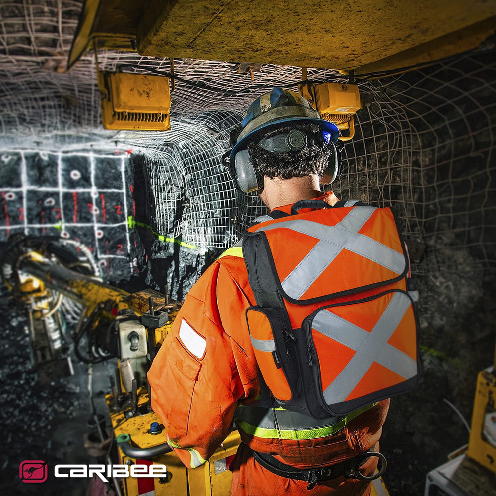 Caribee Pilbara side pocket with reflective tape for quick gear access.