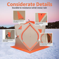 Carivia tent extended bottom hem enhances windproof warmth on cold days