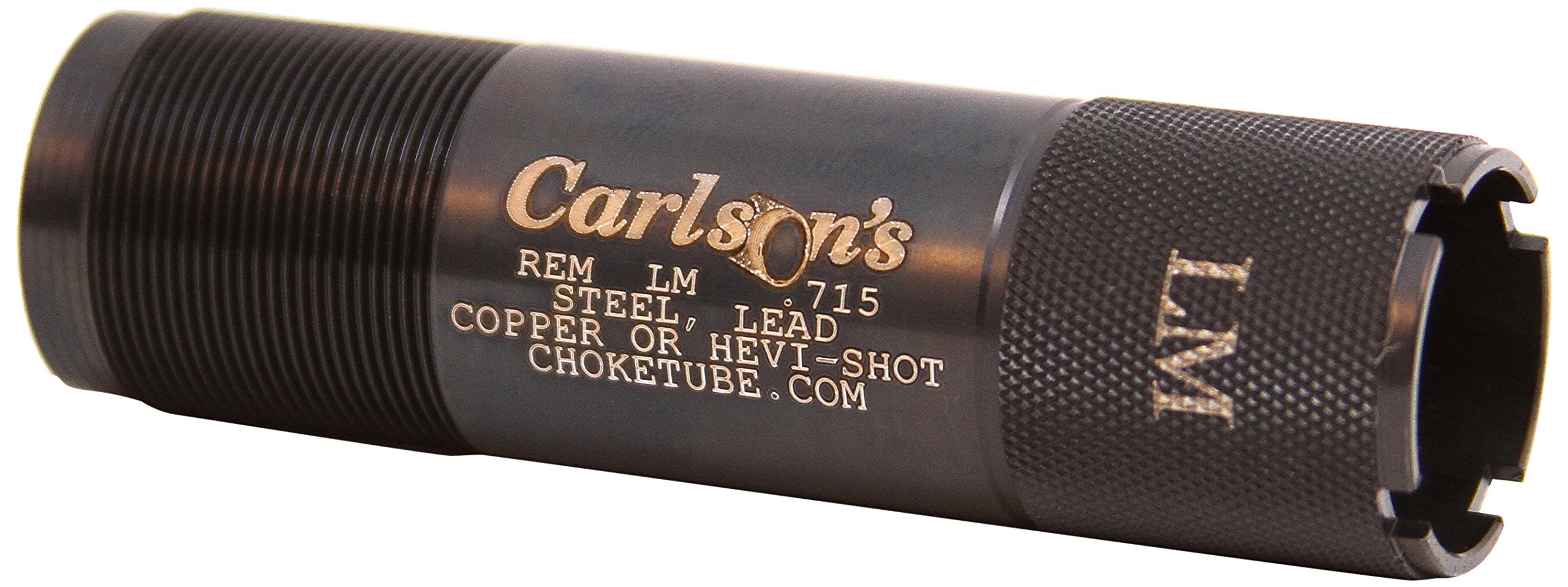 Carlson's 12ga light-modified choke tube in blued steel for tighter patterns.