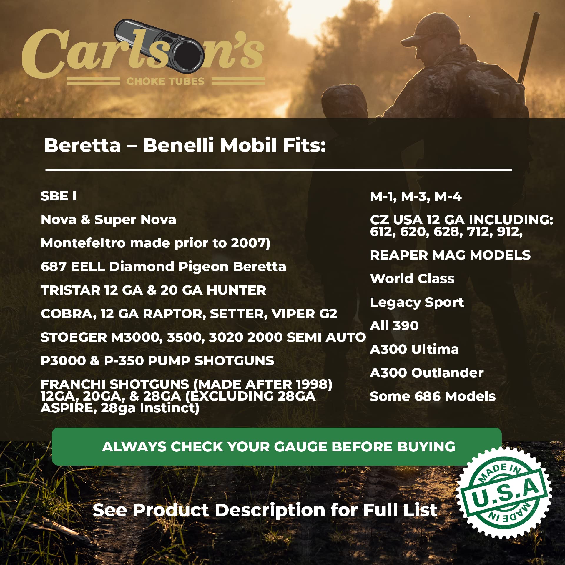 Blued steel 20-gauge Carlson's choke tube ready for field use