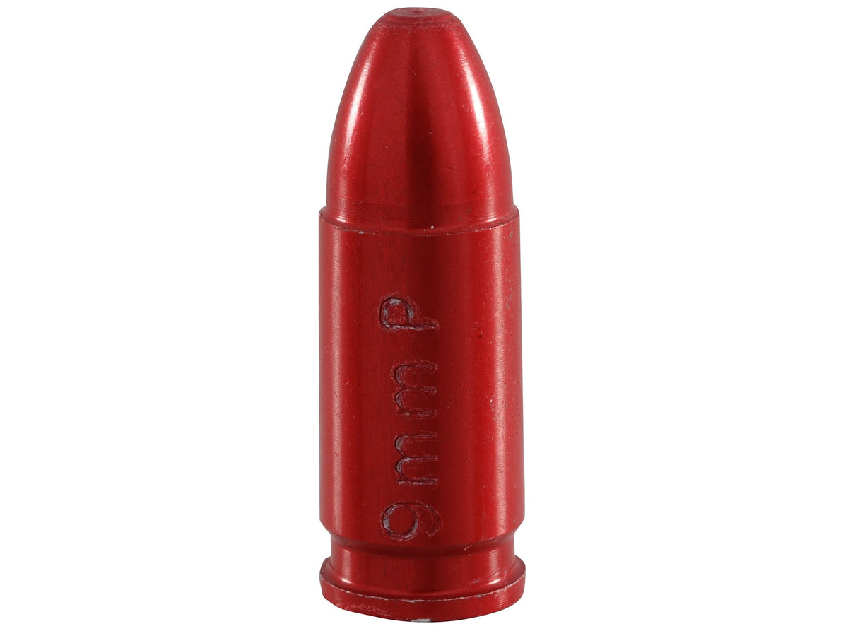 Carlsons Snap Caps 9mm red aluminum, ideal for safe dry-fire practice.