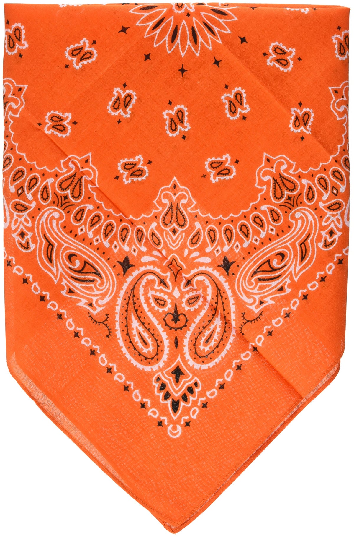 Carolina Fox Outdoor bandanna orange paisley full view for versatile outdoor wear