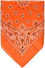Carolina Fox Outdoor bandanna orange paisley full view for versatile outdoor wear