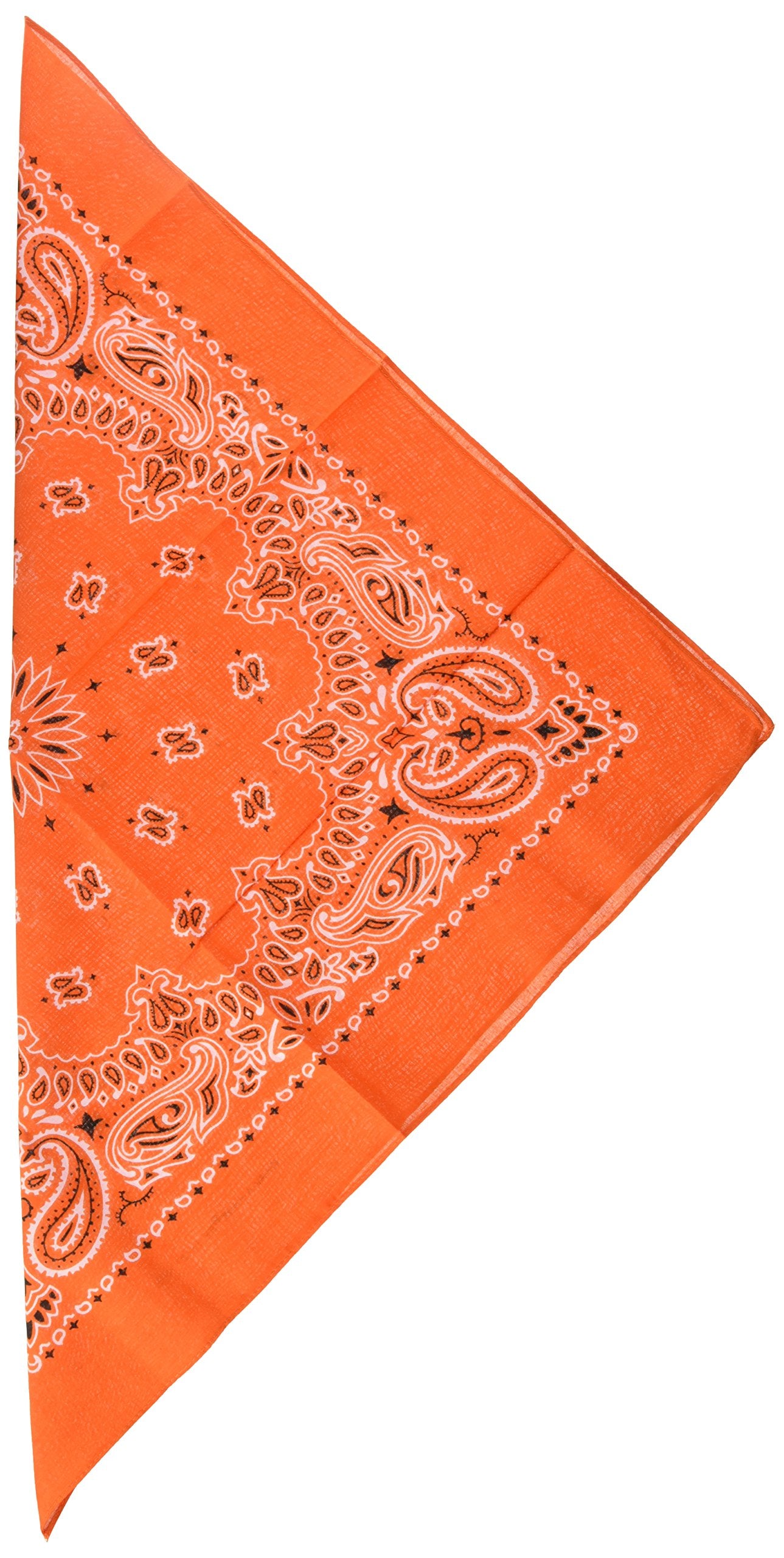 Carolina Fox Outdoor bandanna orange paisley folded as neck gaiter for warmth and protection