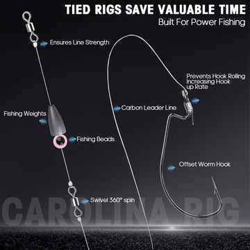 10-piece ready-tied Carolina rig with weight, swivels and beads