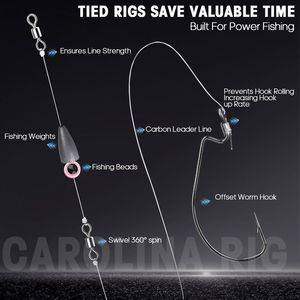 10-piece ready-tied Carolina rig with weight, swivels and beads