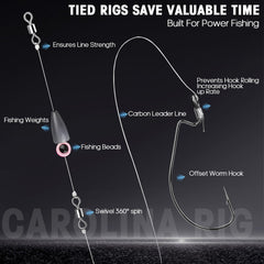 10-piece ready-tied Carolina rig with weight, swivels and beads