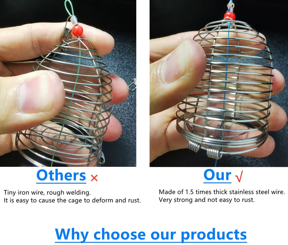 Stainless steel carp bait cages set of 10 for fishing