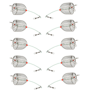 Carp fishing bait cage set in metal finish - 10 piece kit