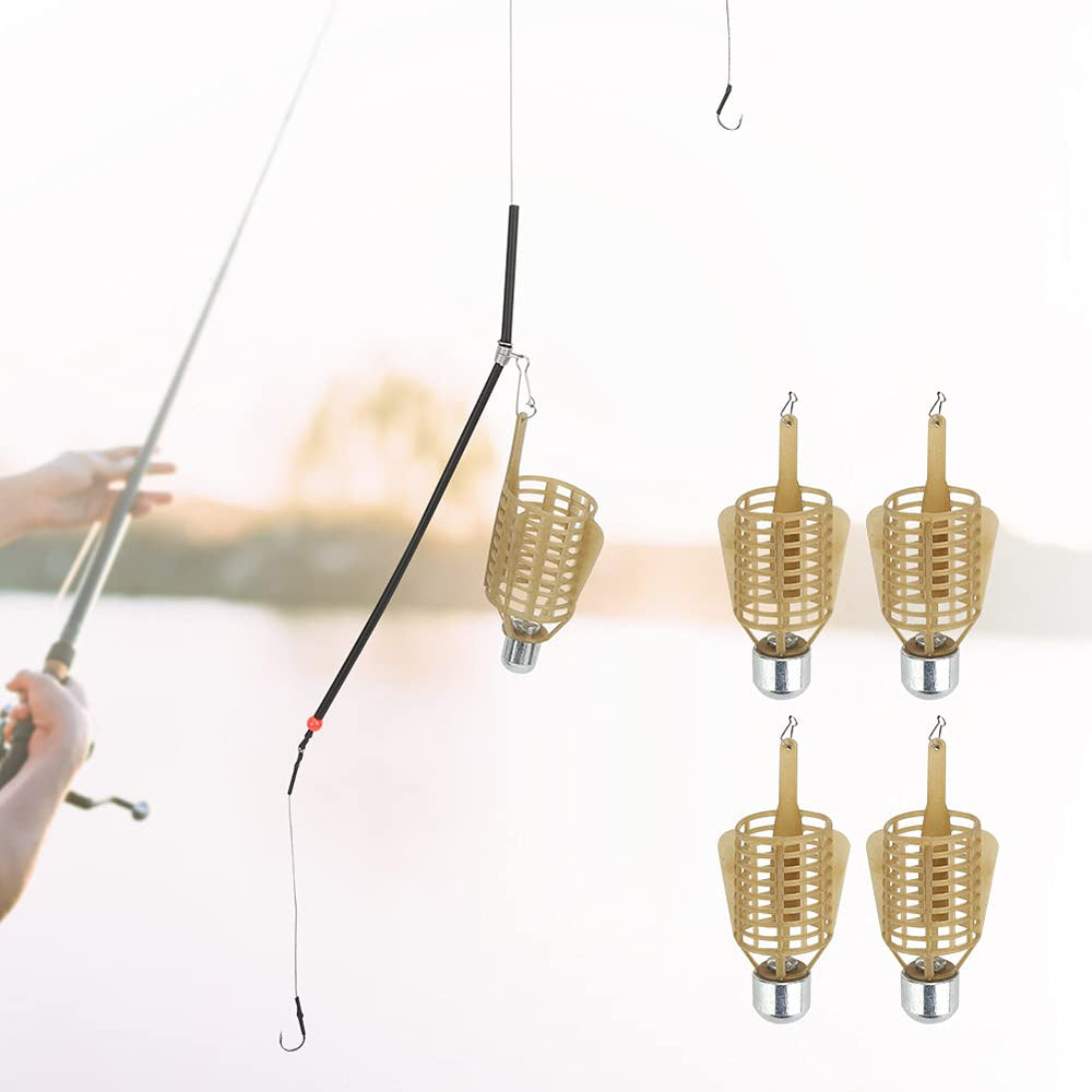 Four 50g carp fishing bait cages shown together
