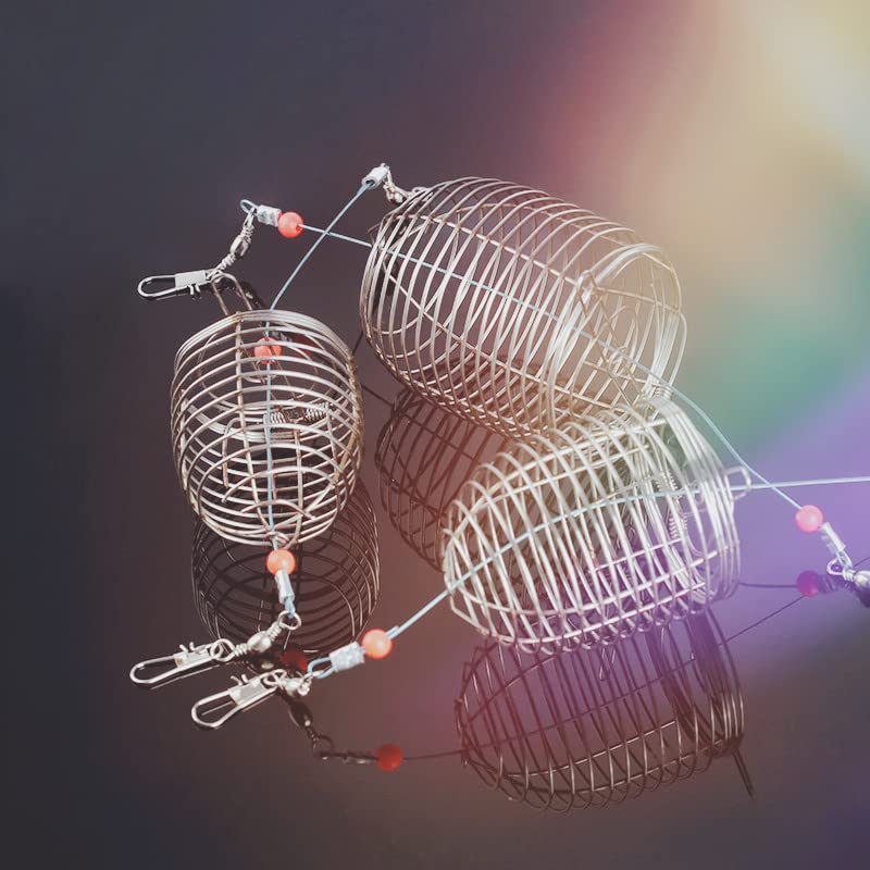 Close-up of carp fishing bait cage mesh and latch