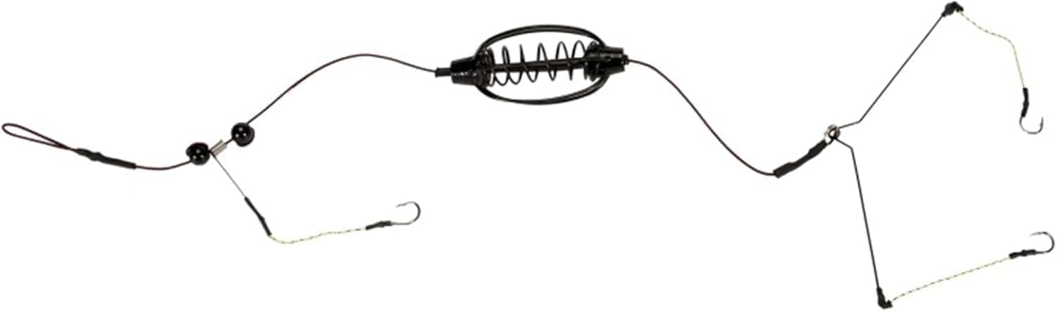Carp fishing feeder cage with spring mechanism and holder