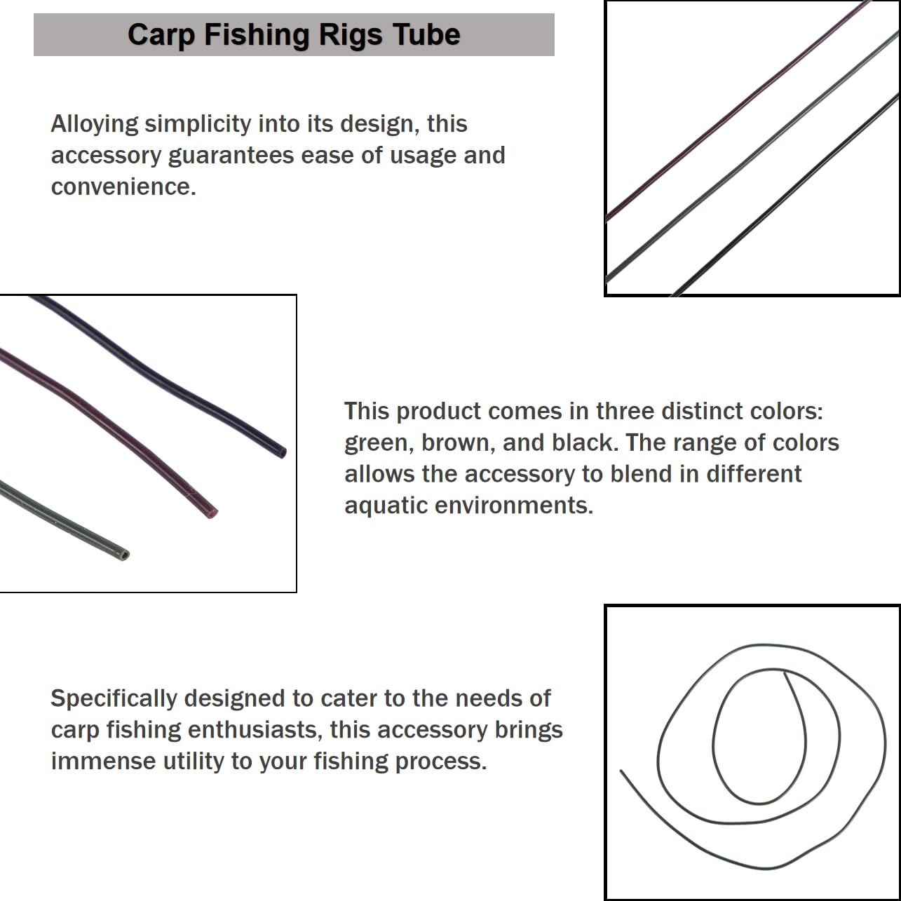 Black silicone rigs tube for carp hair rigs, 1m length
