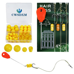 Carp hair rig kit close-up with hooks