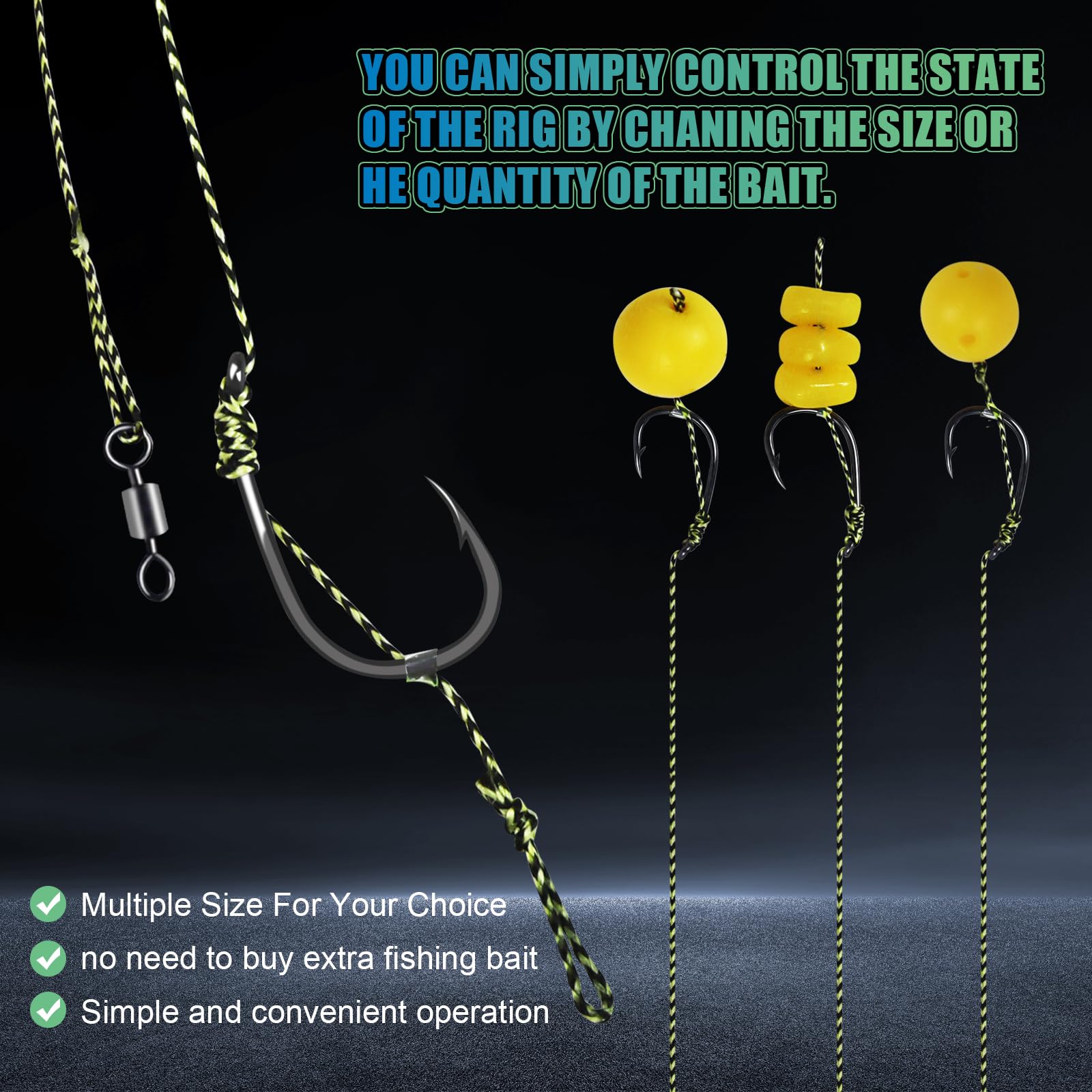 Pre-assembled hook and bait combos in kit