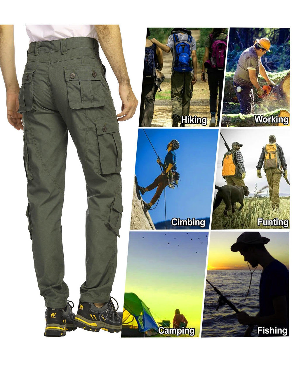 CARPANT Army Green travel-ready pants suitable for hiking