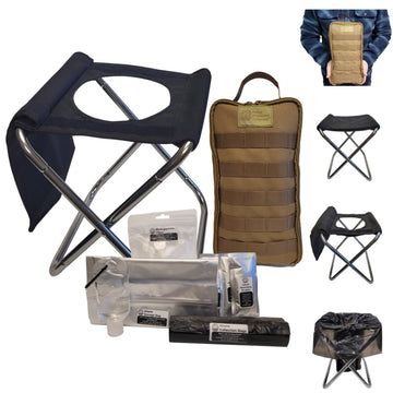 Carry Anywhere Commode folds compactly for easy outdoor storage.