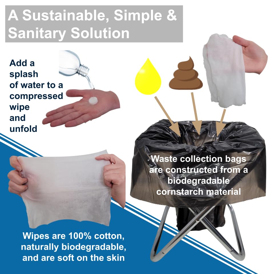Carry Anywhere Commode supports 250 pounds for sturdy outdoor use.