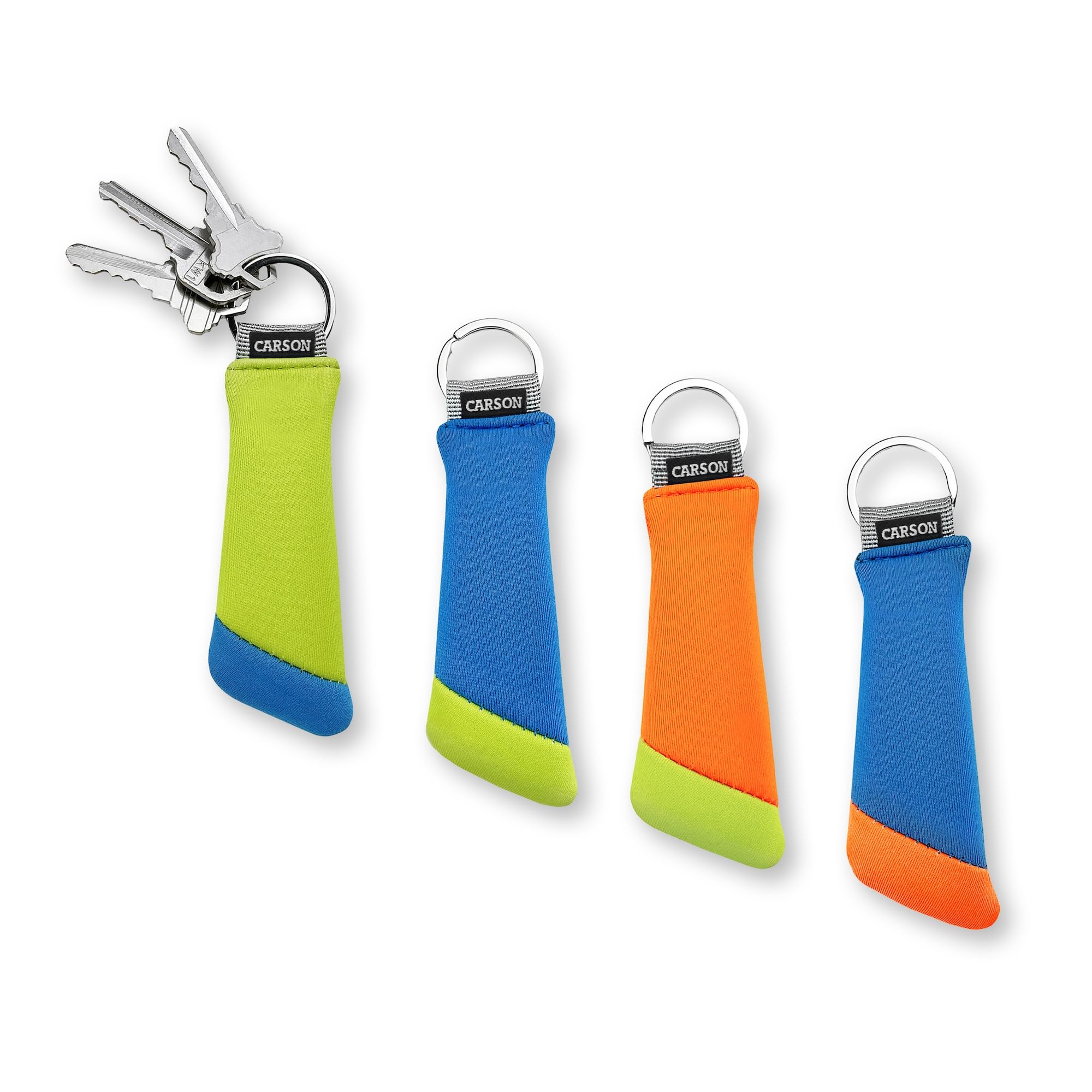 Carson floating keychain Green/Orange with buoyant foam for easy water visibility