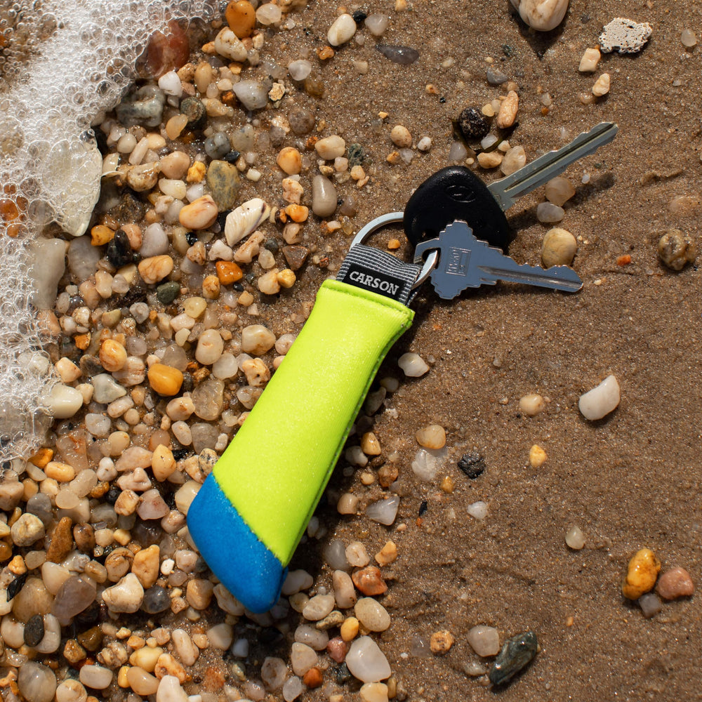 Carson floating keychain close-up showing foam core and buoyant durability