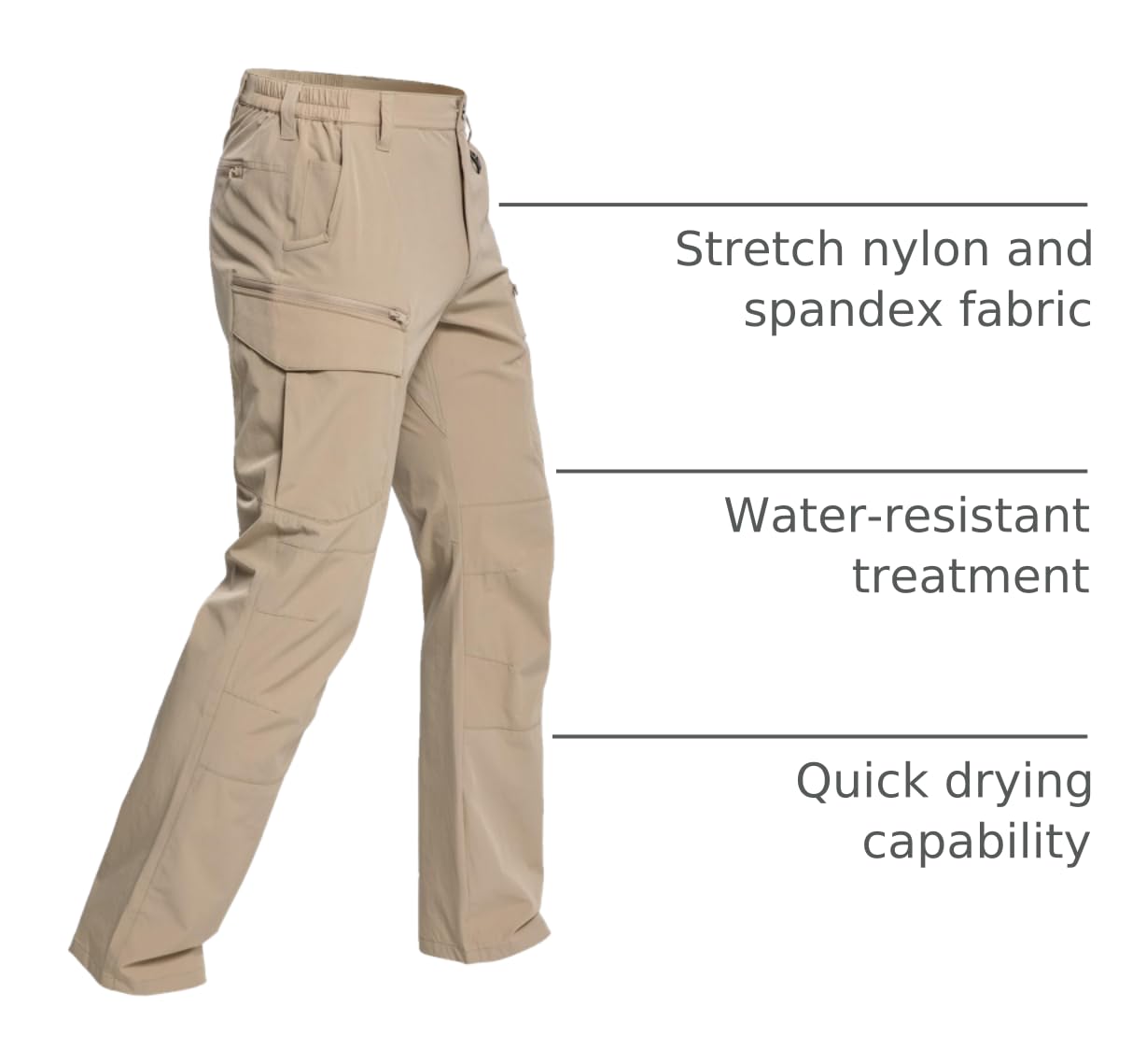 CARWORNIC men's lightweight hiking pants knee-action cut supports dynamic outdoor movement