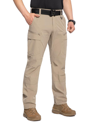 CARWORNIC men's lightweight hiking pants side pocket highlighting organized gear on trail