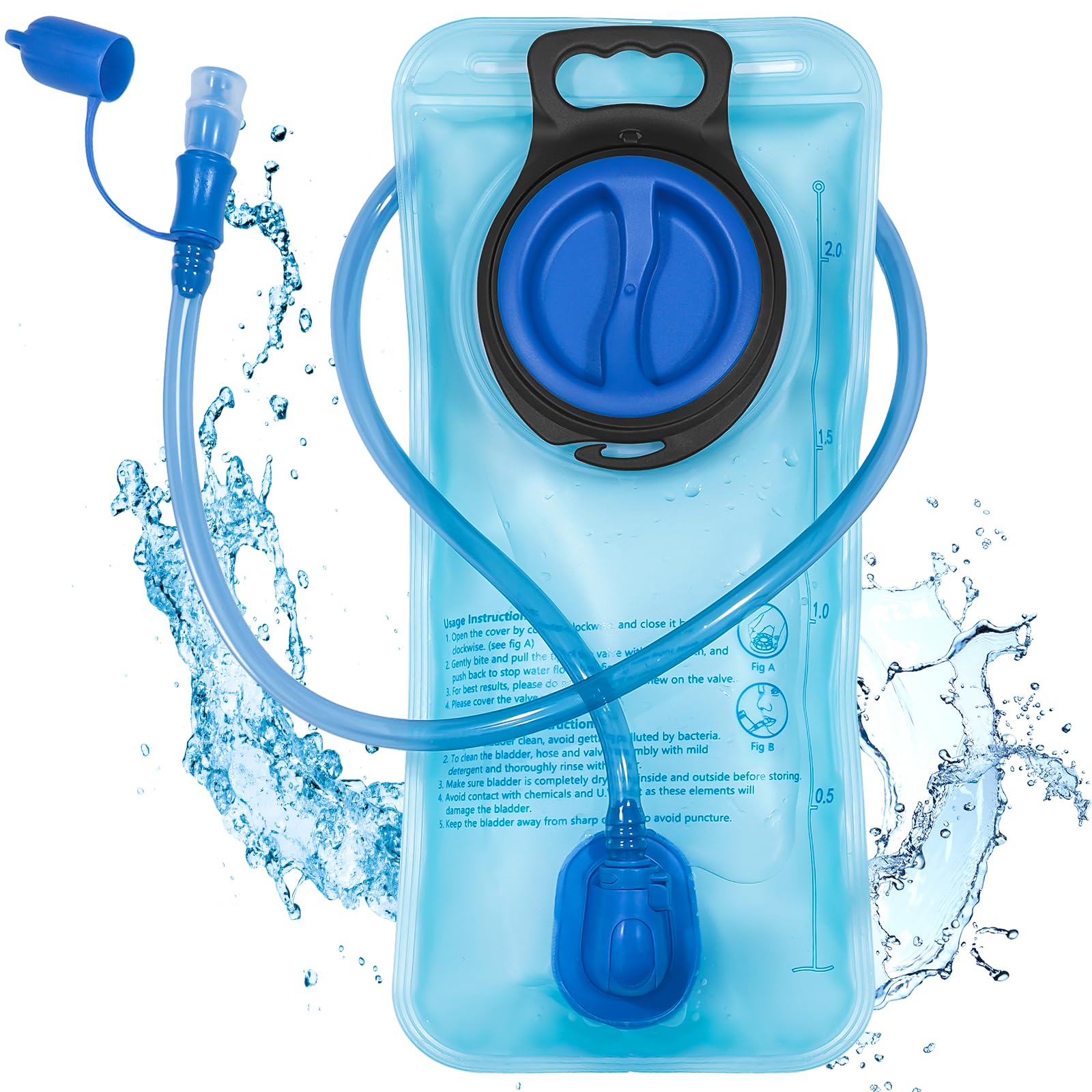 CasaCulina 2L hydration bladder blue full, ideal for reliable hiking hydration.