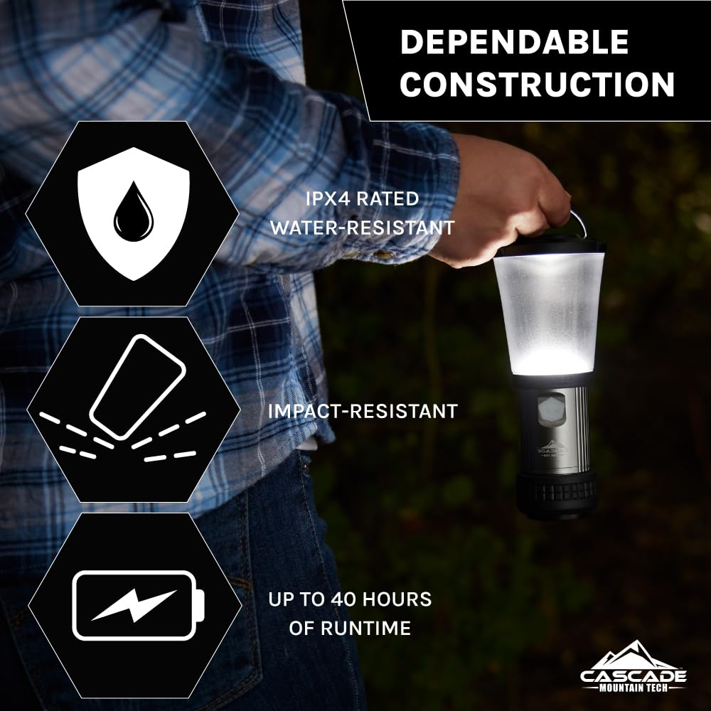 Cascade Mountain Tech lantern showing 360-degree light coverage.