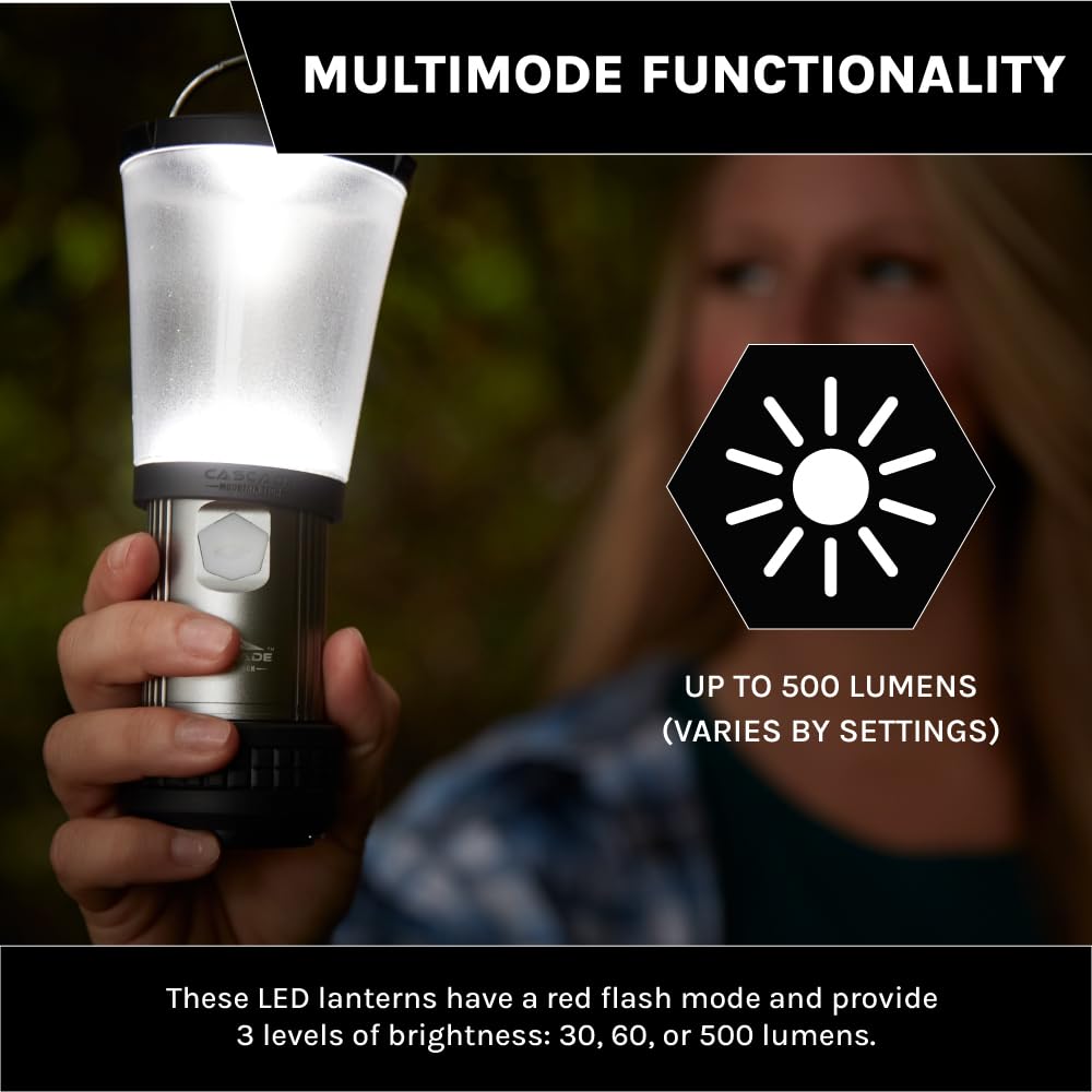 Cascade Mountain Tech lantern with multiple brightness levels for tents.
