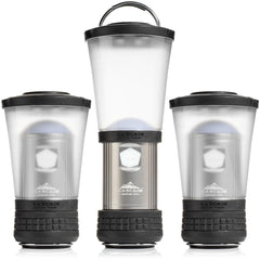 Cascade Mountain Tech lantern open, delivering 360° campsite lighting for visibility.