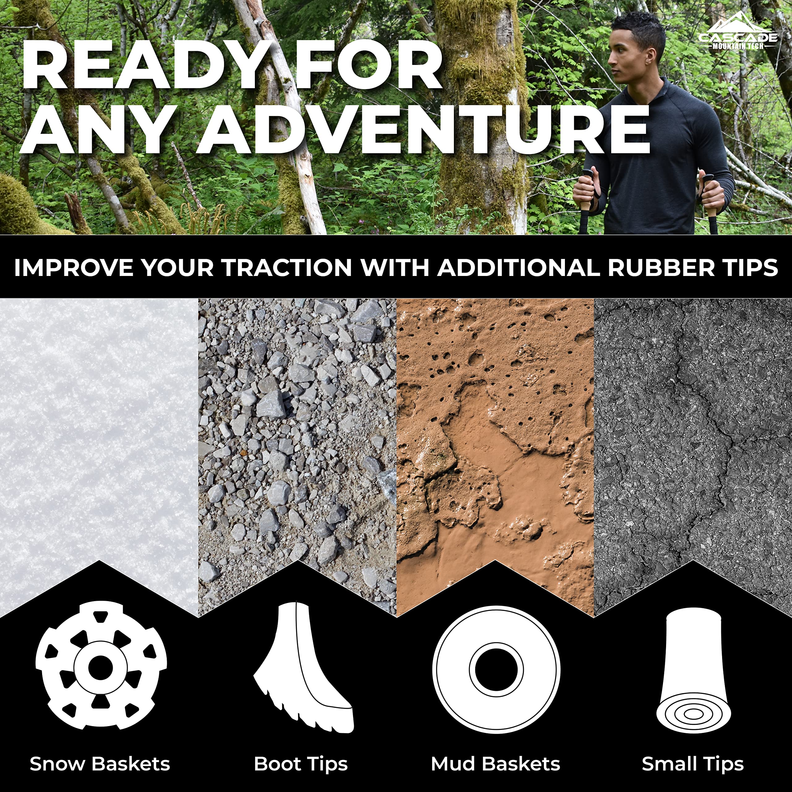 Cascade Mountain Tech trekking poles are lightweight and portable for packing.