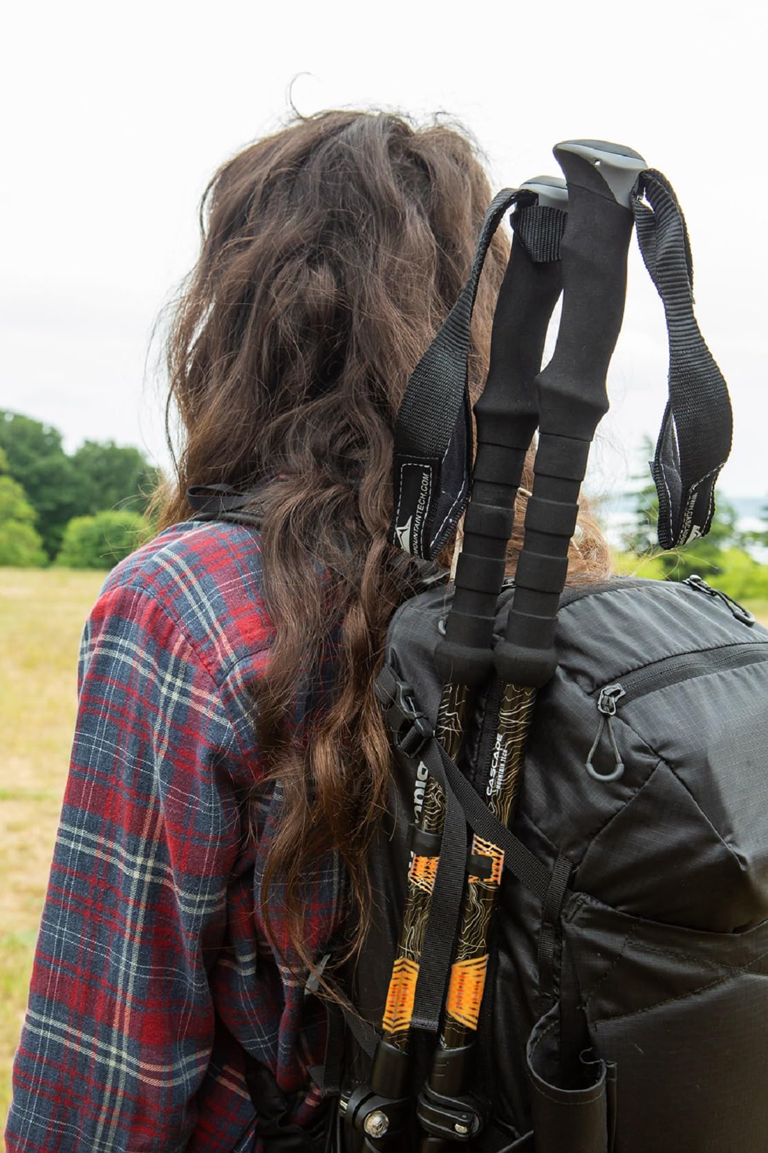 Cascade Mountain Tech trekking poles packed in travel bag for transport.