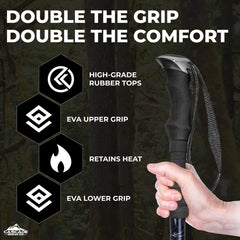 Cascade Mountain Tech trekking poles with tungsten carbide tips for added traction.