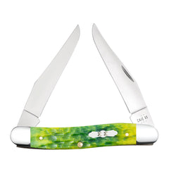 Case XX Muskrat knife with green apple bone handle, open blade for everyday tasks and outdoors.