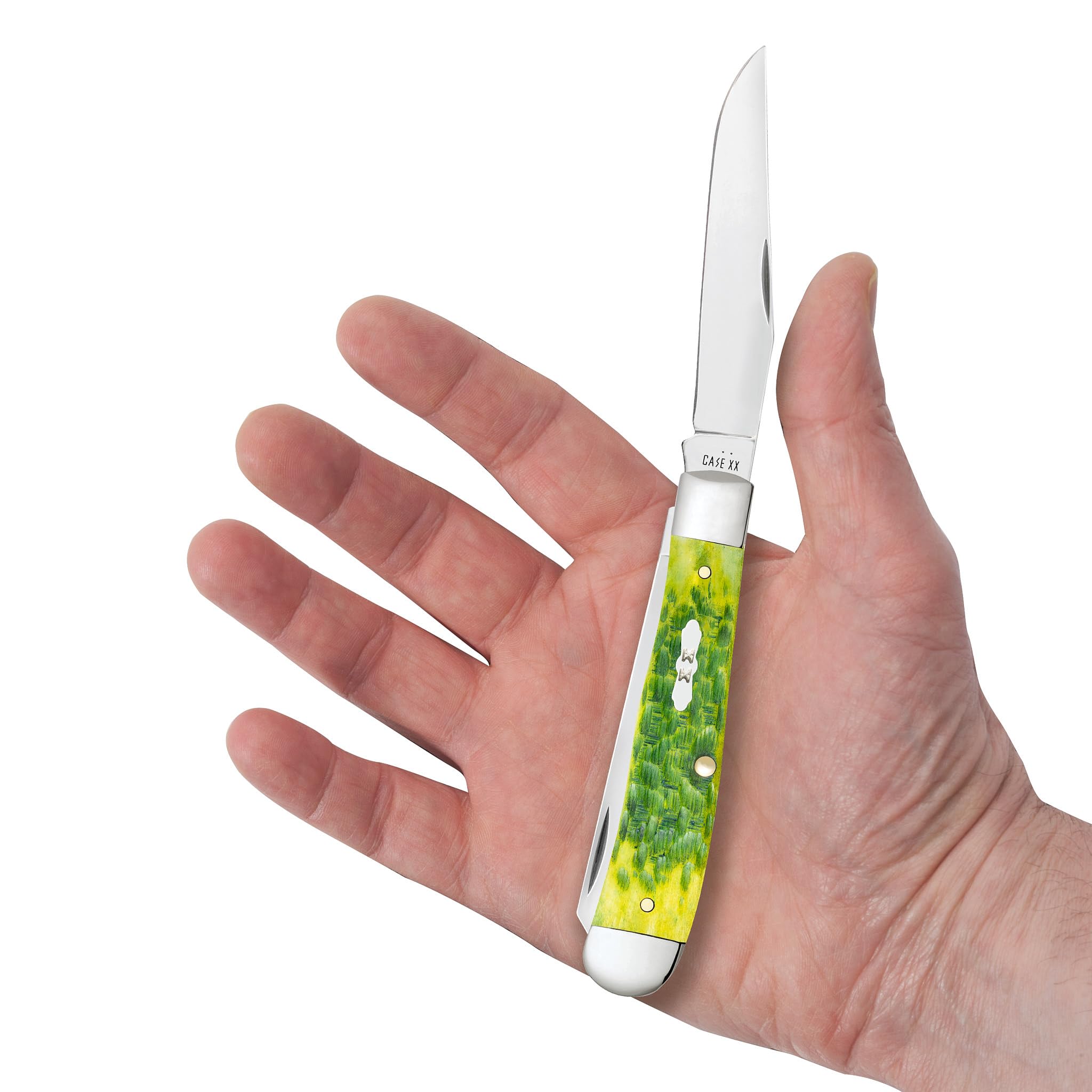 Case XX Trapper green apple bone manufacture mark image signaling American-made quality.