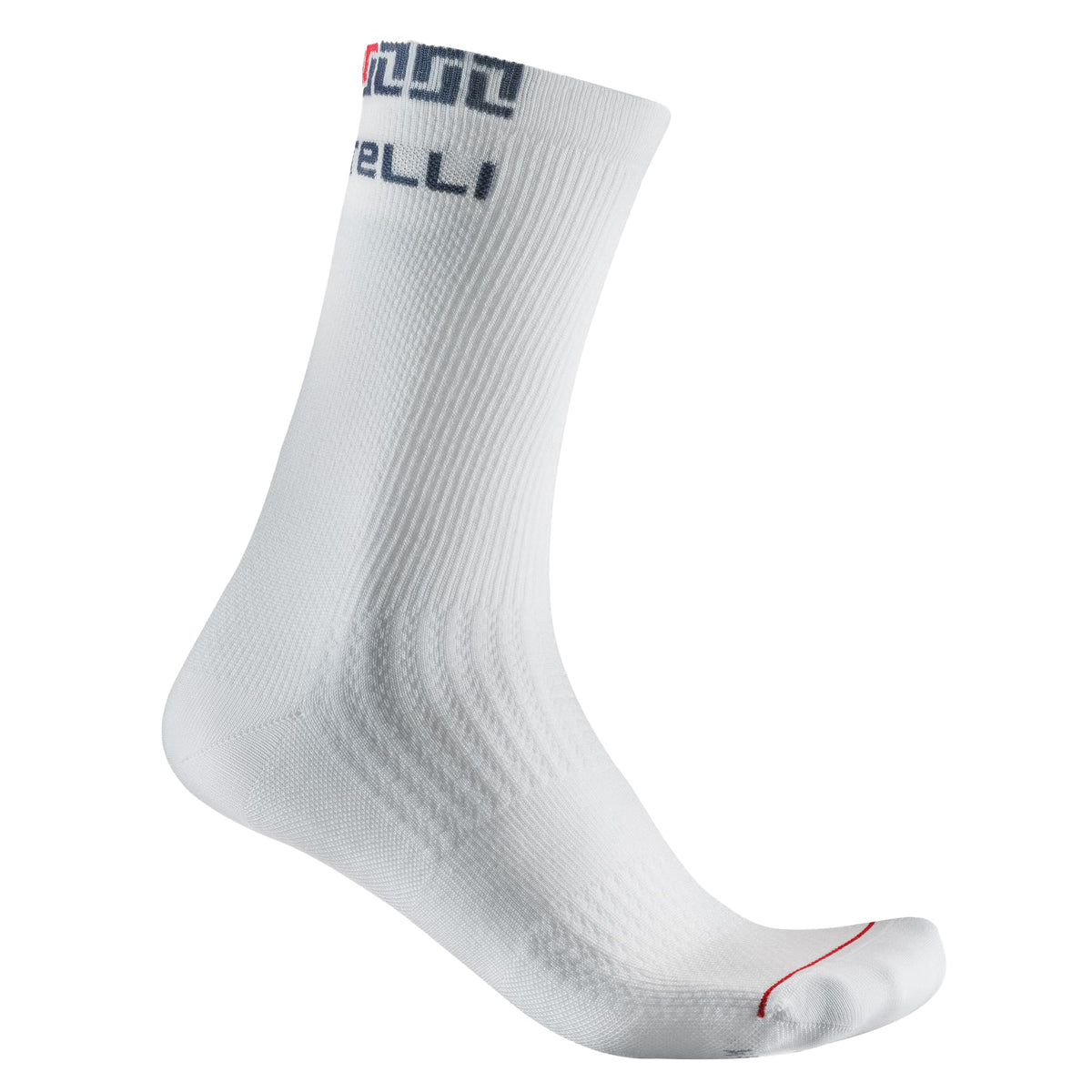 Castelli Bandito Merino 18 sock, crew height, breathable wool blend for cycling comfort.